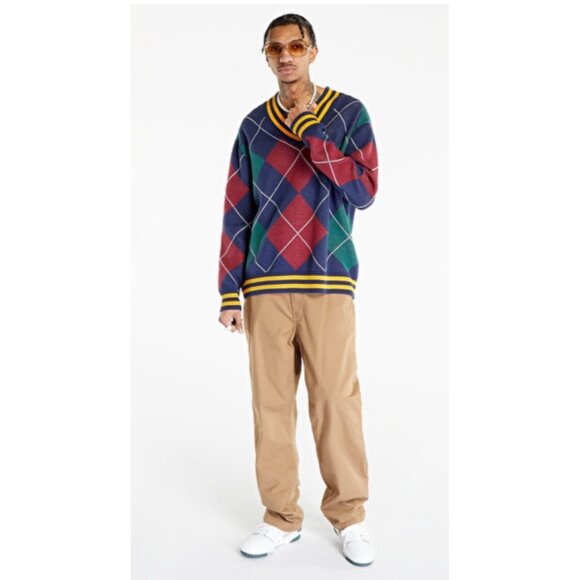 Levi's Sweaters - Levis Stay Loose Oversized V-Neck Argyle Sweater Medium Multicolor Cotton Blend